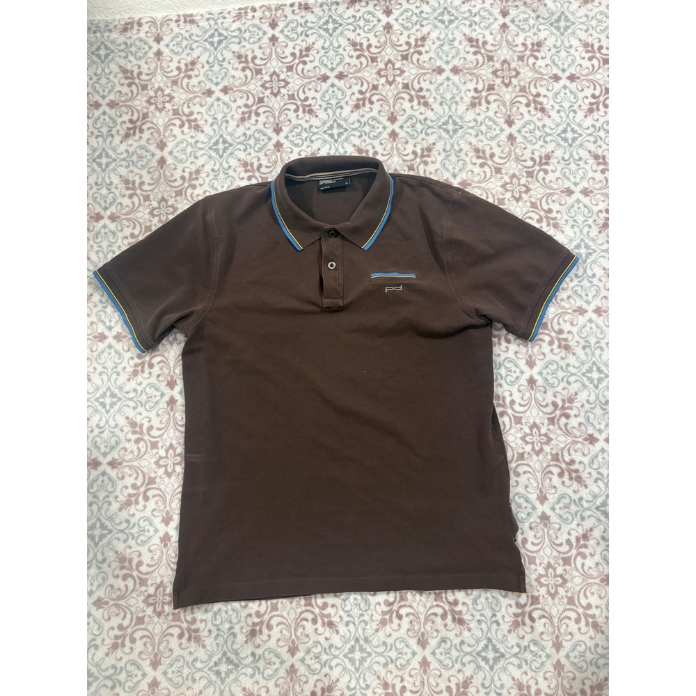 Porsche Design P'1000 Mens XL Brown Short Sleeve Polo Shirt Made in Portugal